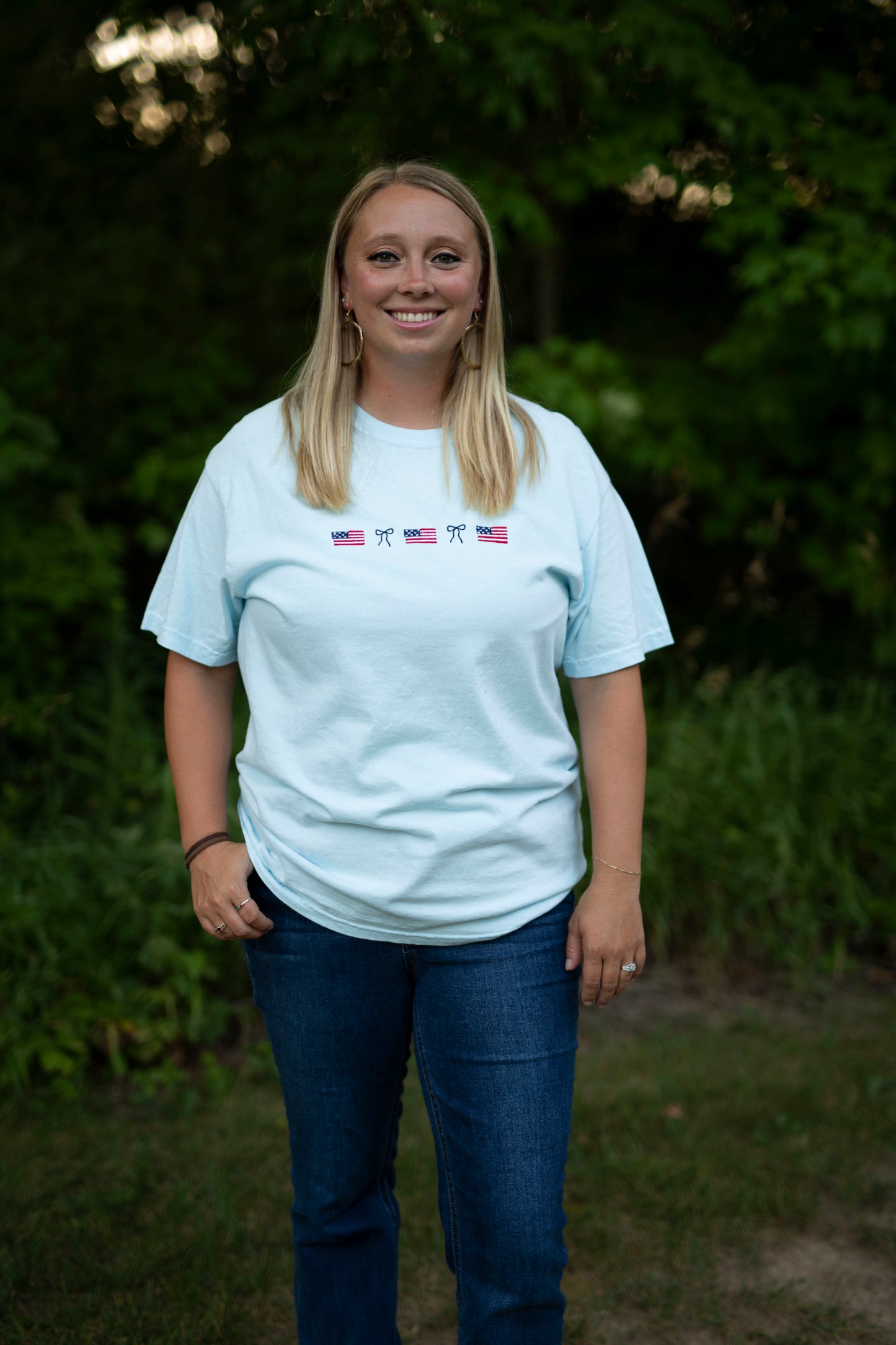 Coquette Flag Shirt - Fourth of July Shirt Small flags