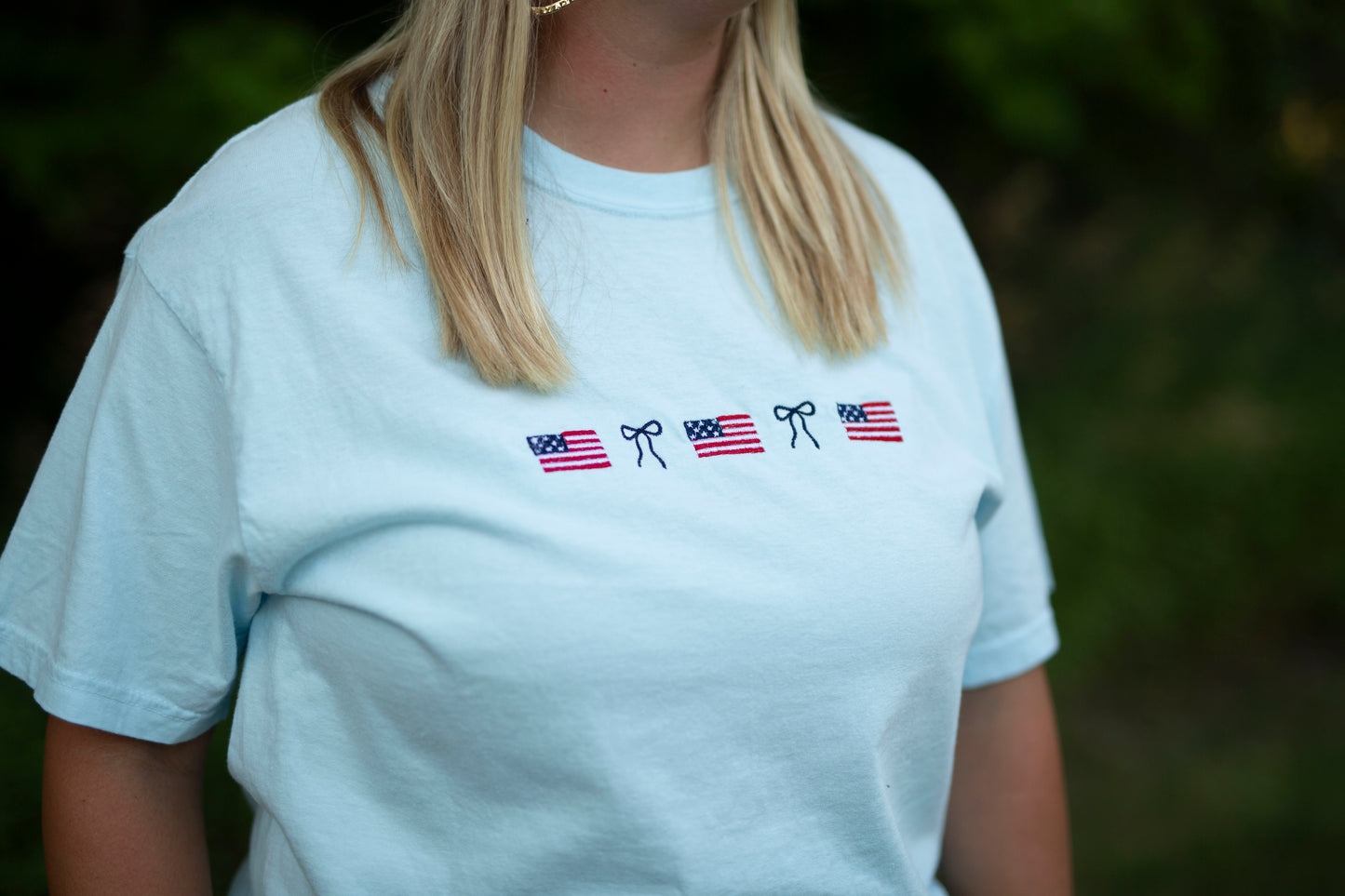 Coquette Flag Shirt - Fourth of July Shirt Small flags