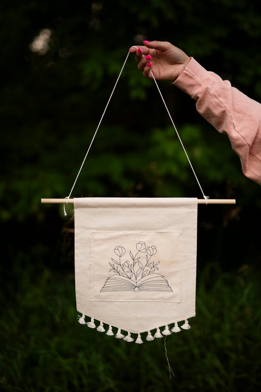 Book and Flowers Canvas Wall Decor