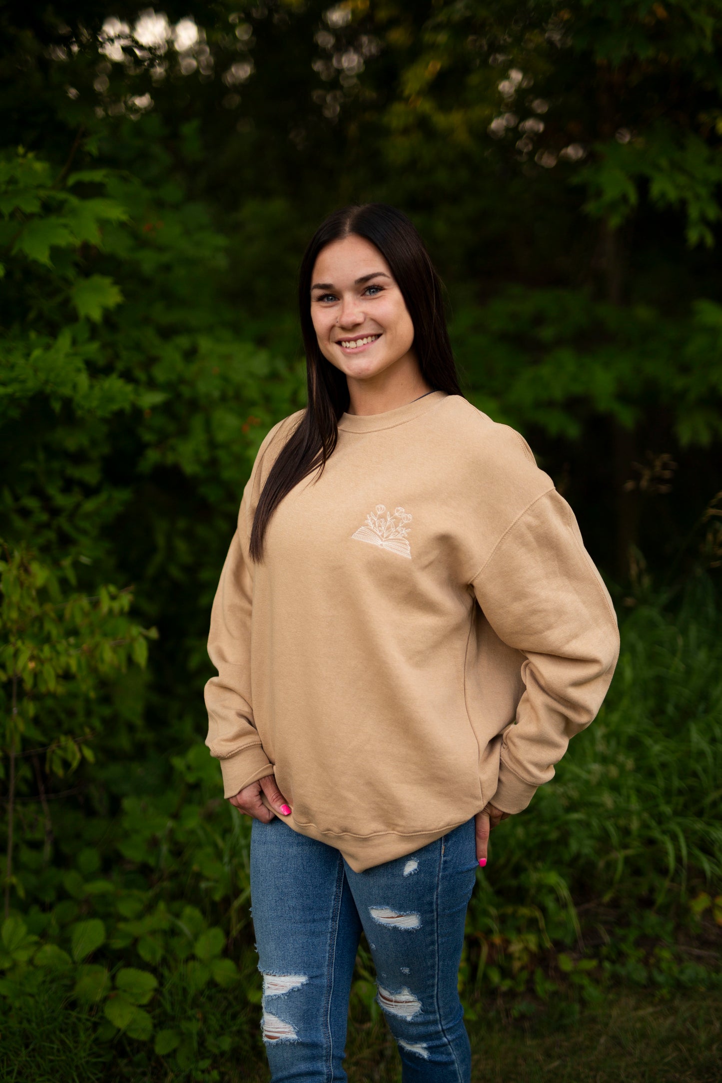 floral book sweatshirt