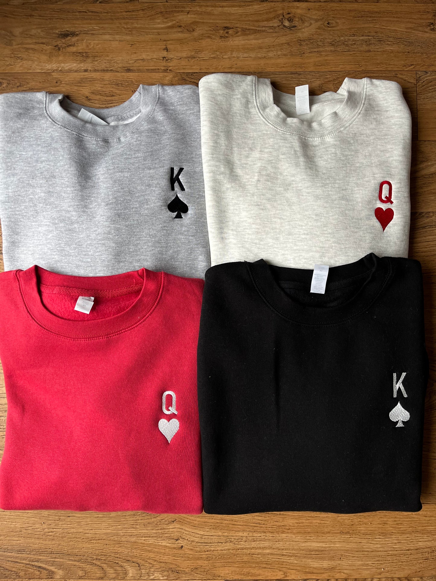 Embroidered Queen of Hearts Sweatshirt - Gray