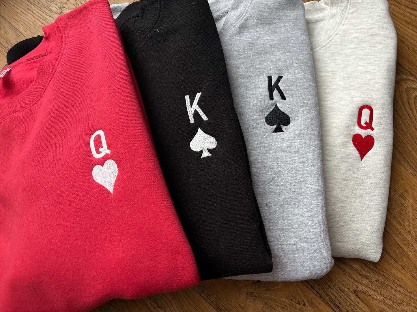 Embroidered King of Spades Sweatshirt - Gray