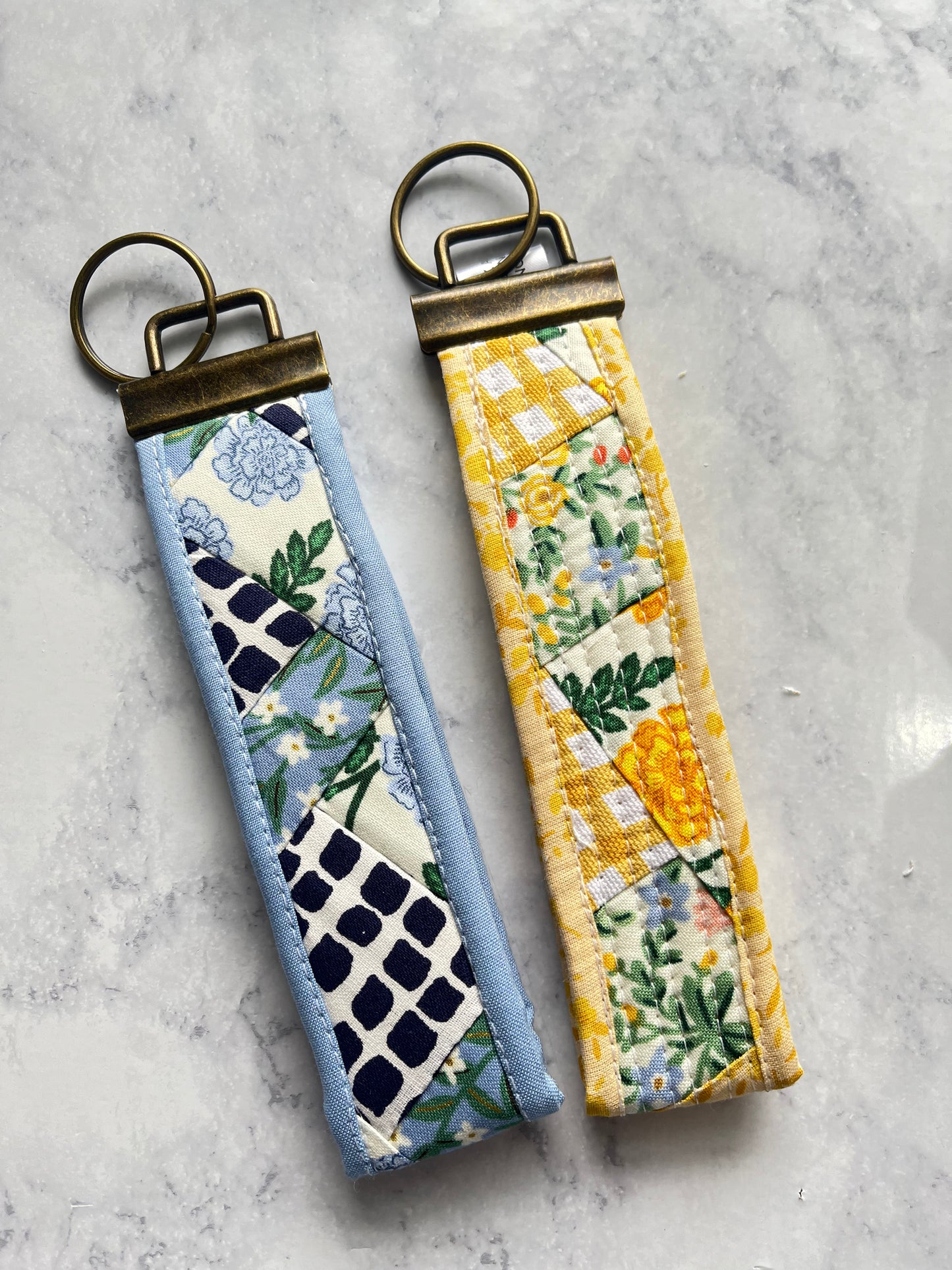 Quilted Wristlet Lanyard - Cottage Blue