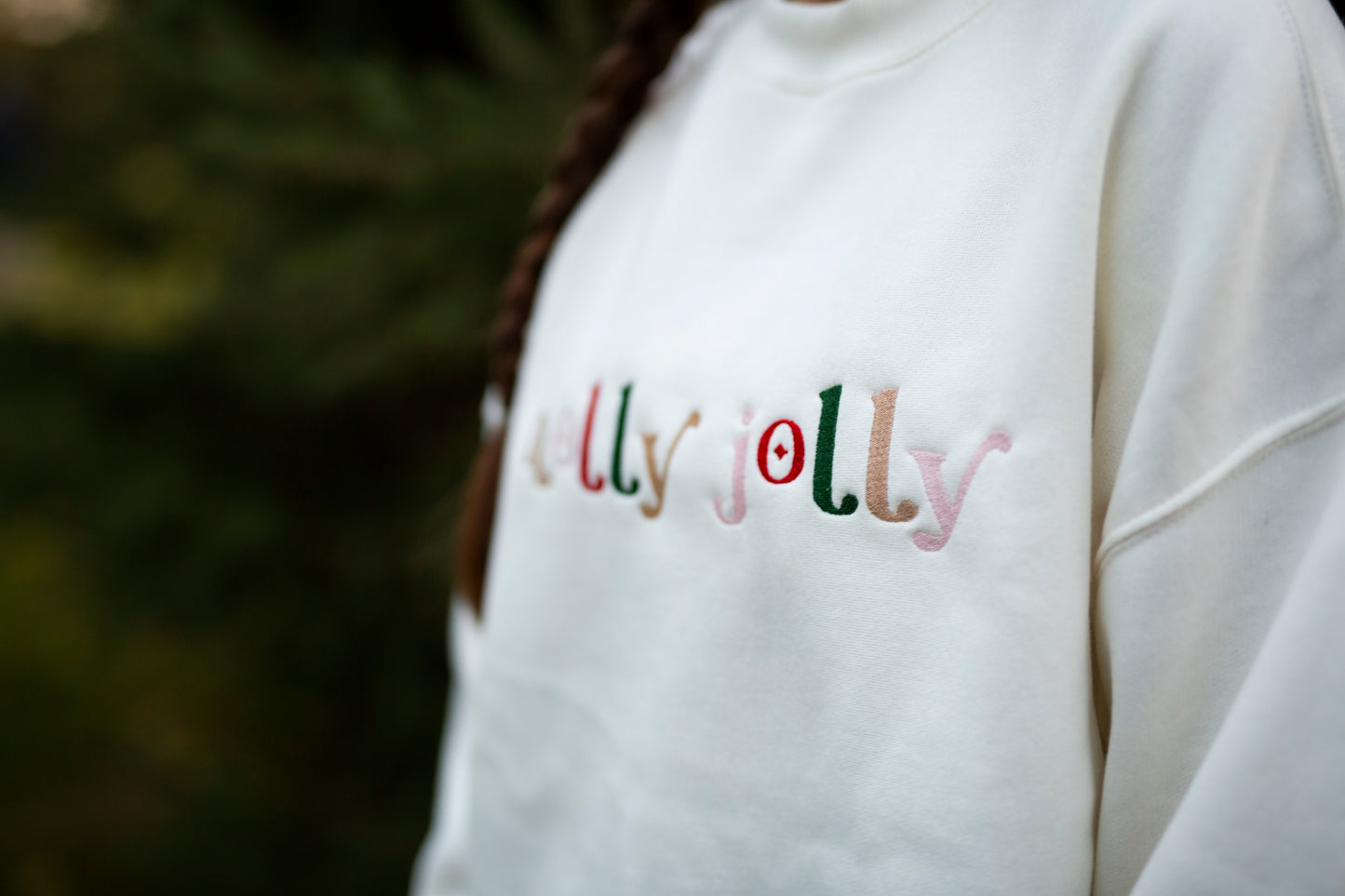 Women's Christmas Sweatshirt Embroidered - Holly Jolly