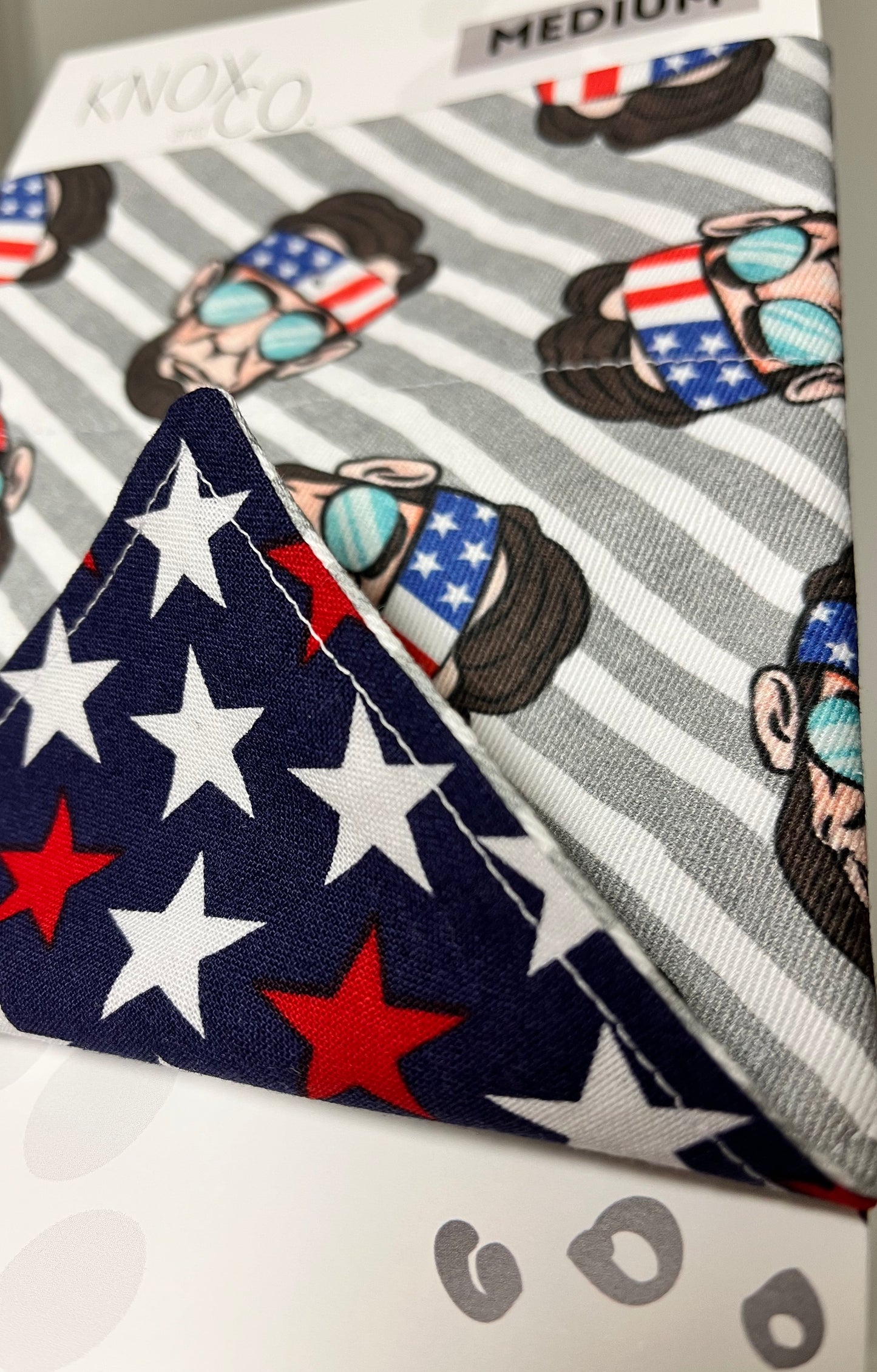 July Fourth Dog Bandana - Abe Lincoln  ( Reversible )