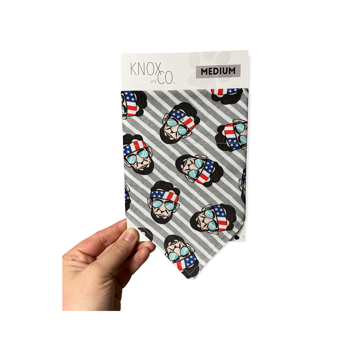 July Fourth Dog Bandana - Abe Lincoln  ( Reversible )