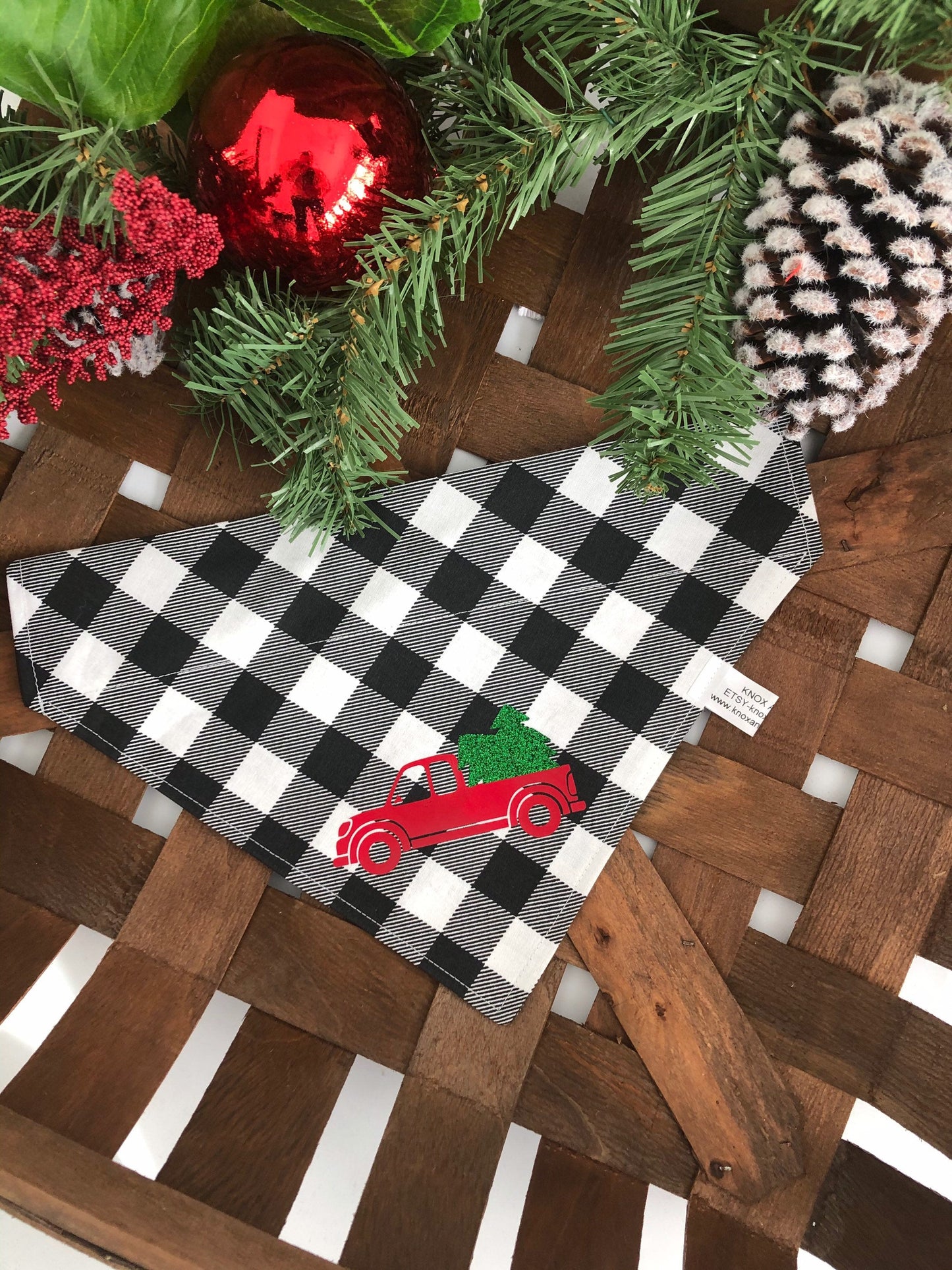 Red truck Christmas, Christmas, Christmas decor, Christmas dog, Christmas dog bandana, dog scarf, over the collar Christmas bandana
