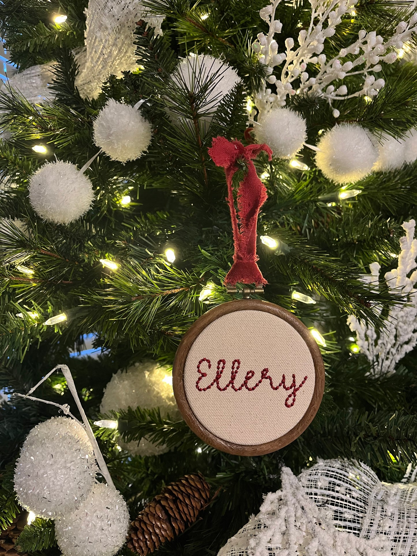 3" Embroidered Name Ornament- Canvas