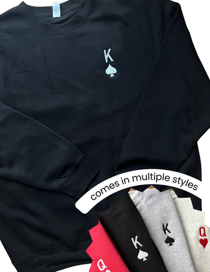 Embroidered King of Spades Sweatshirt - Black