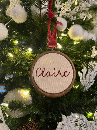 3" Embroidered Name Ornament- Canvas