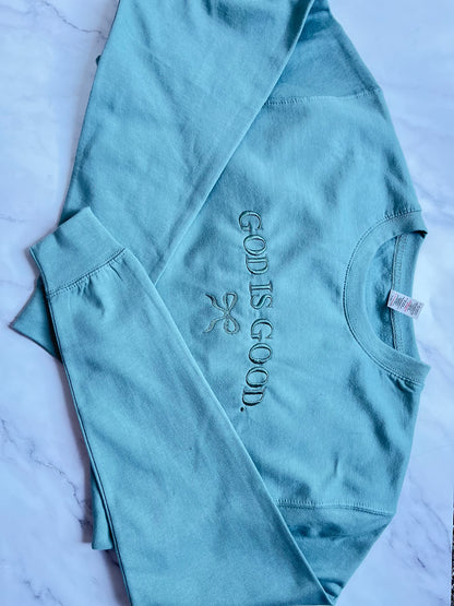 God is Good Embroidered Crewneck