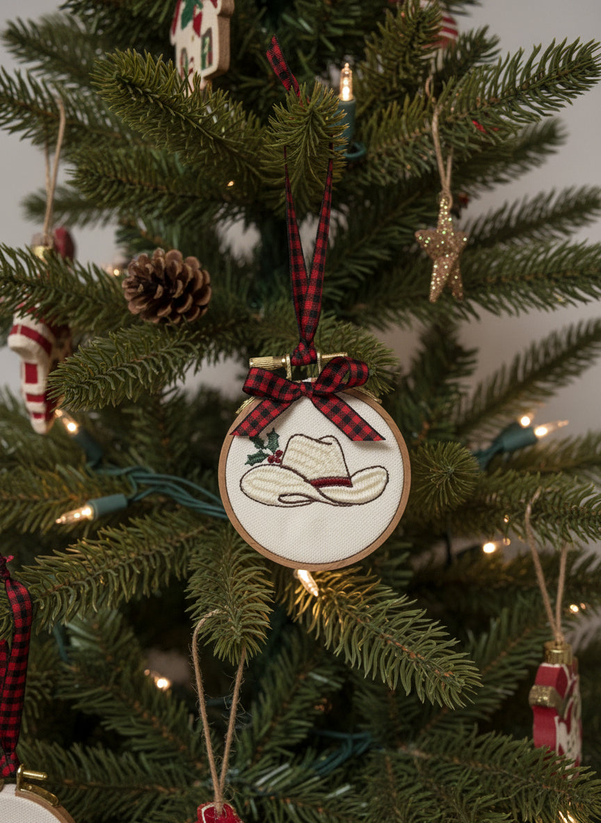 western ornament on tree