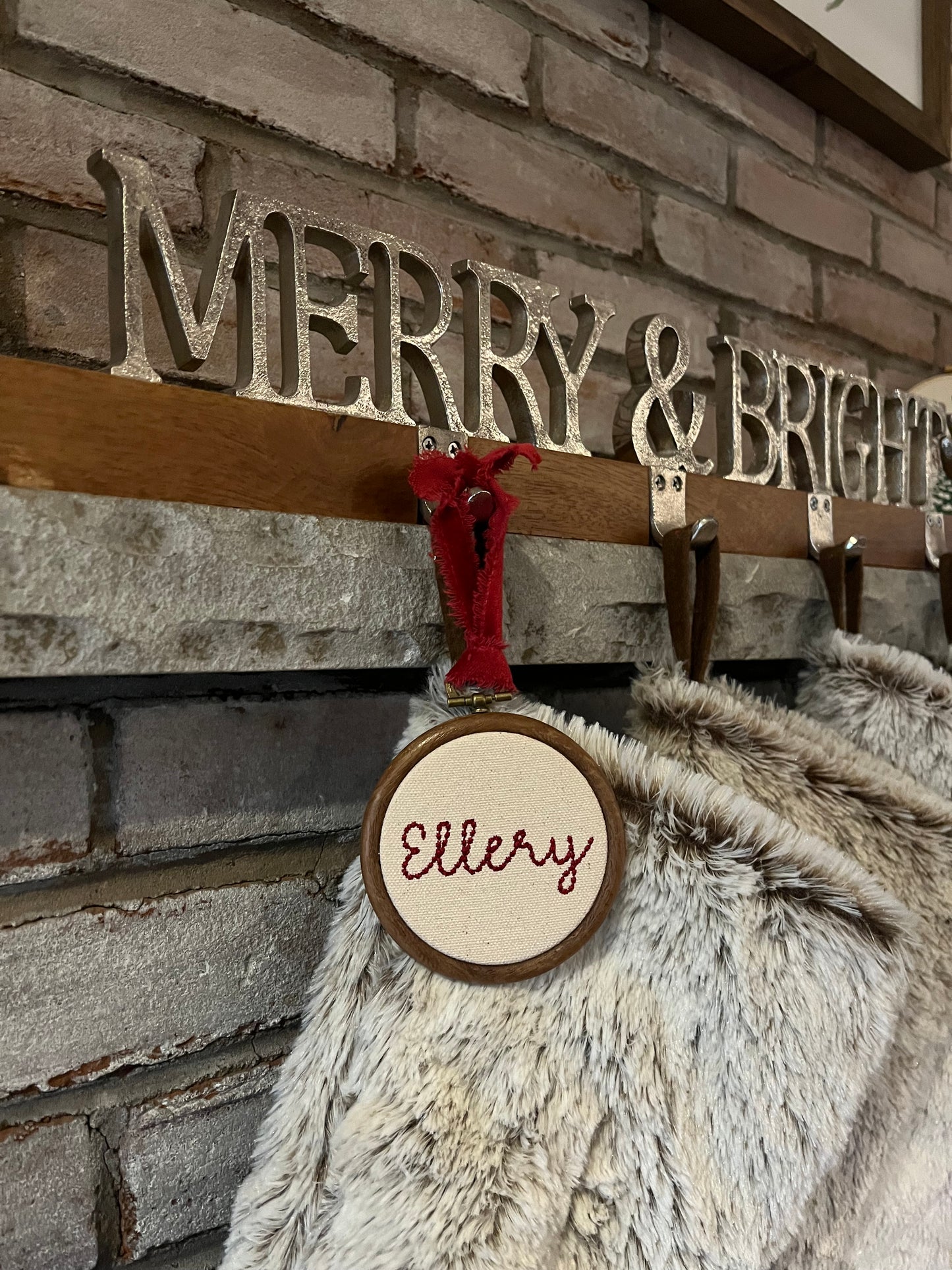 3" Embroidered Name Ornament- Canvas