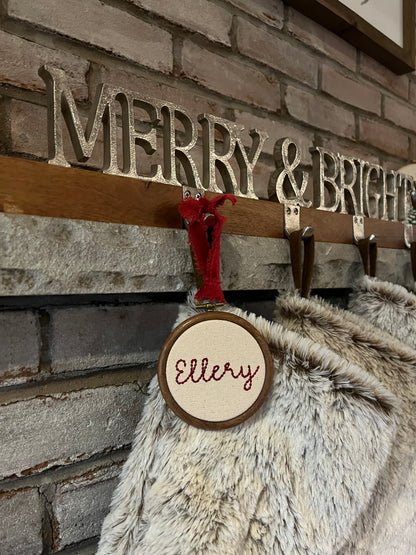 3" Embroidered Name Ornament- Canvas