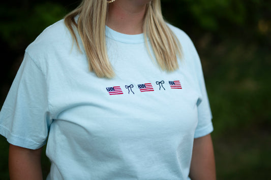 Coquette Flag Shirt - Fourth of July Shirt Small flags