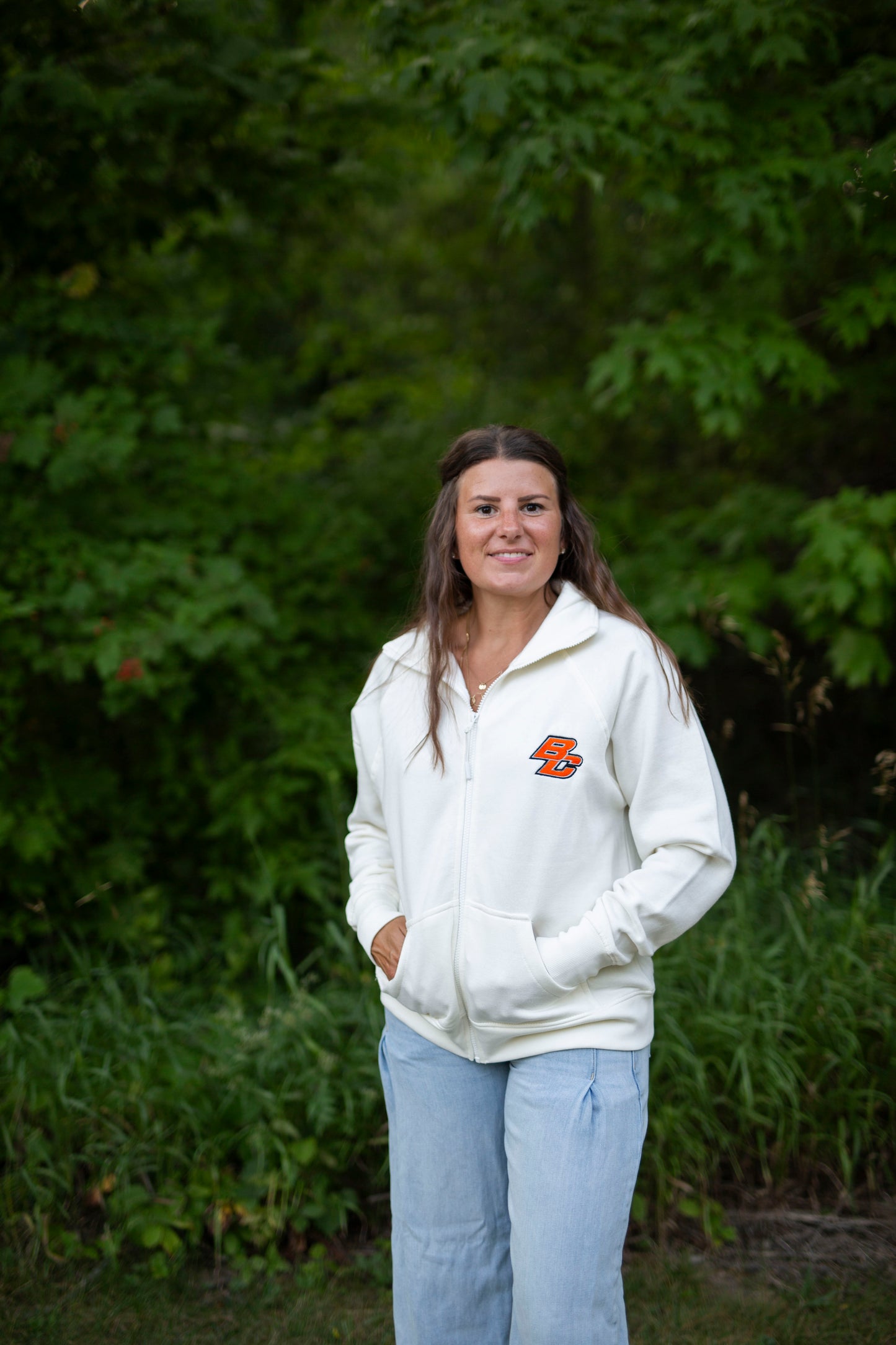 Byron Center Bulldogs Football Sweatshirt Zip up - Cream