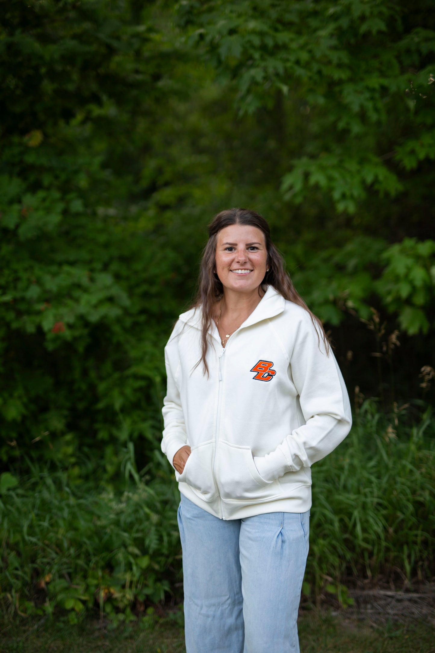 Byron Center Bulldogs Football Sweatshirt Zip up - Cream