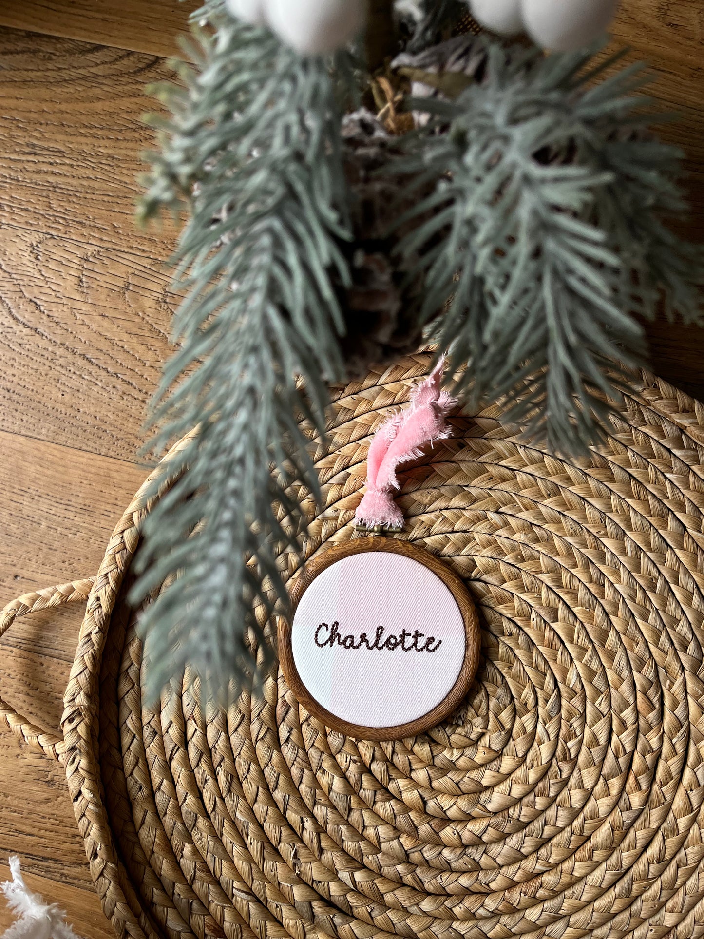 Pink Checkered Name ornament