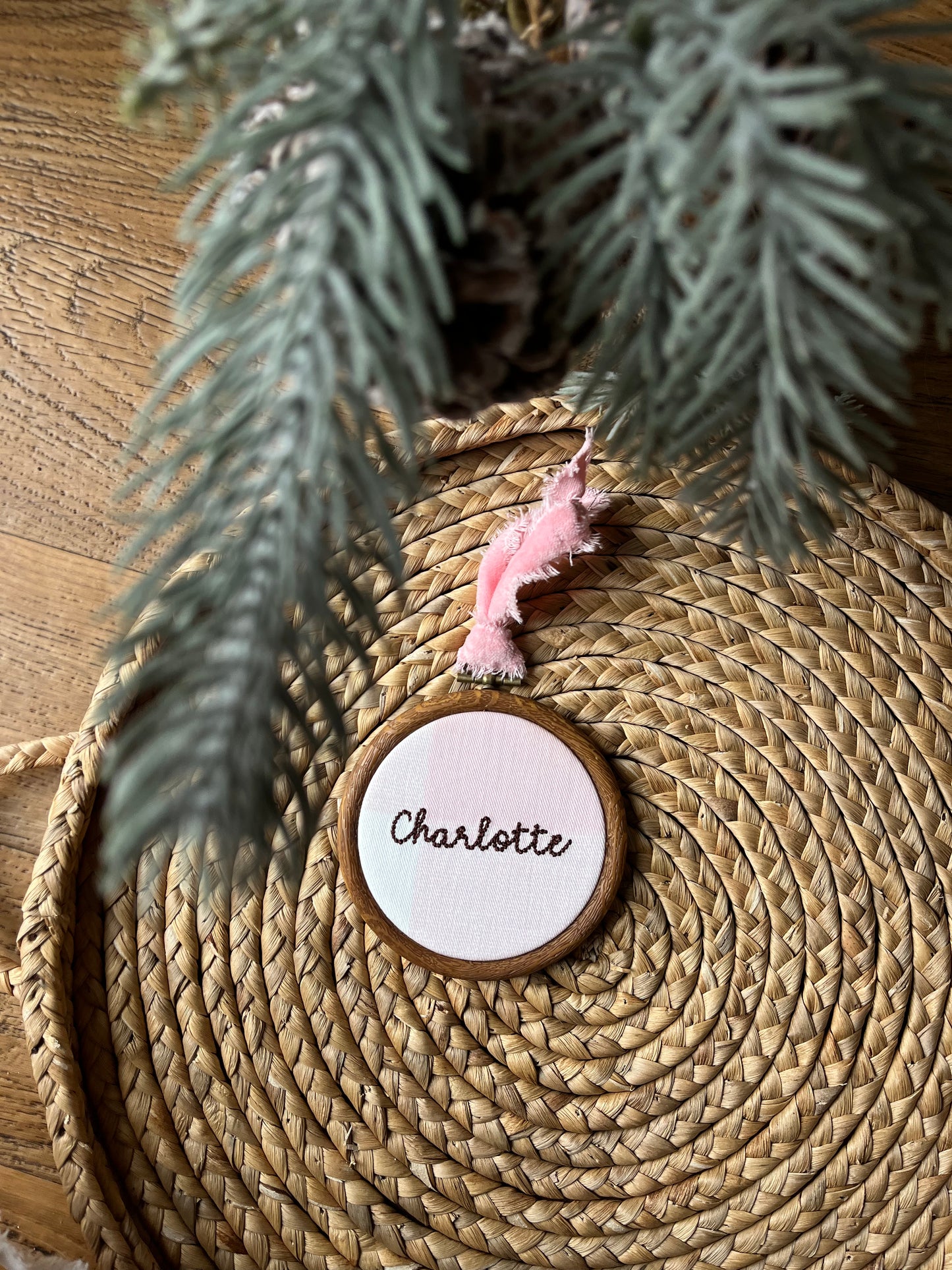 Pink Checkered Name ornament