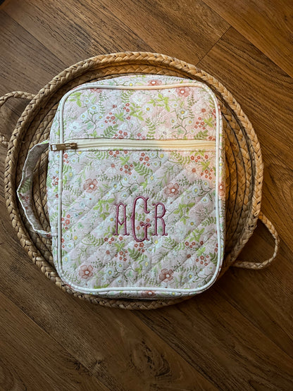 Quilted Floral Personalized Bible Cover/Case - Pink and Green
