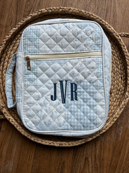 Quilted Floral Personalized Bible Cover/Case - Blues