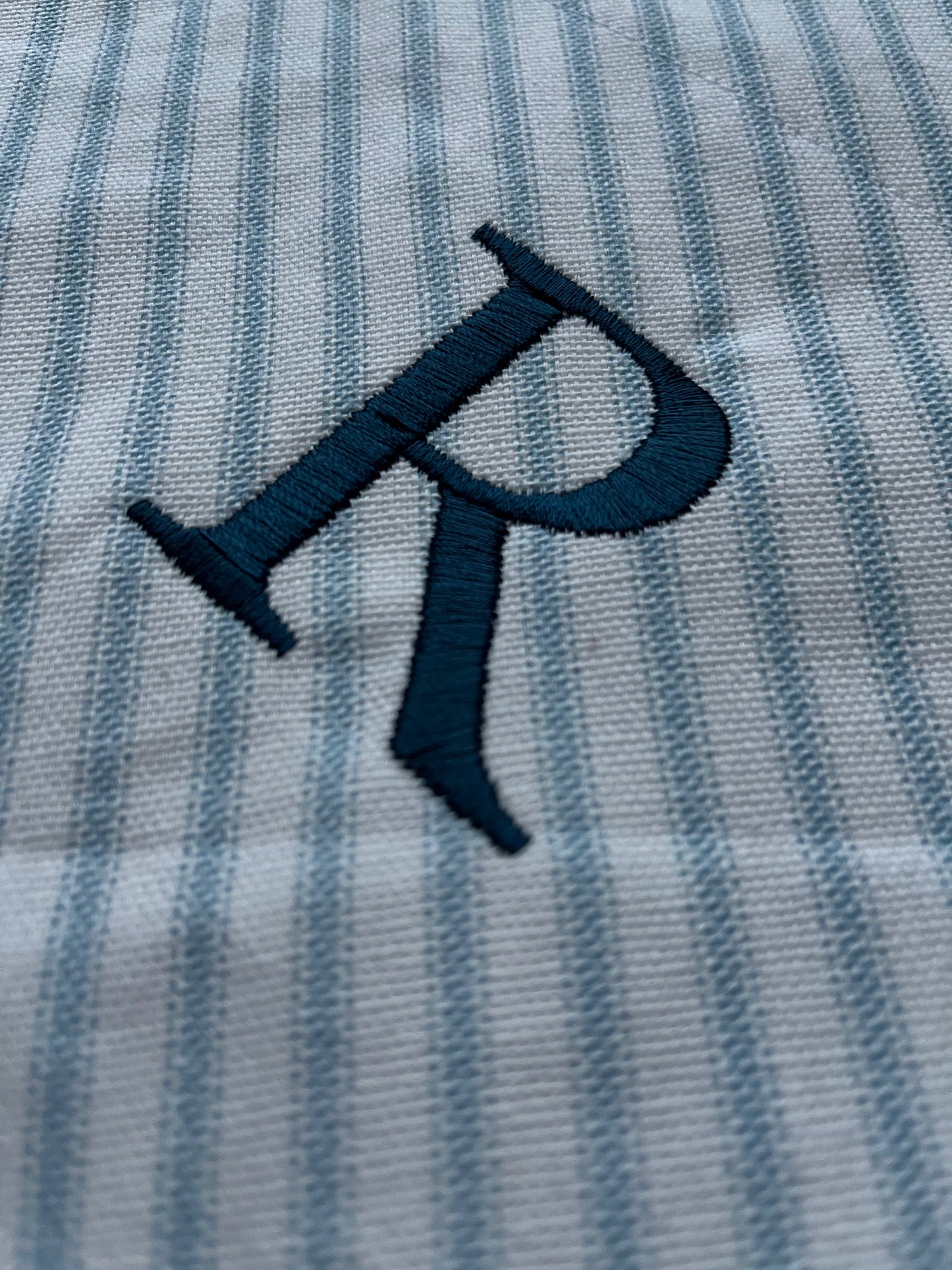 Embroidered Dog bandana with initial - Blue Stripe