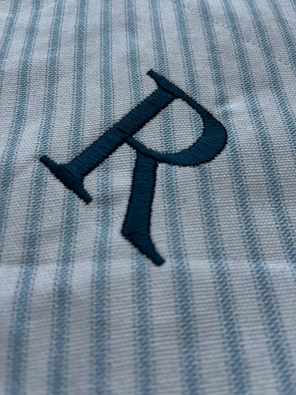 Embroidered Dog bandana with initial - Blue Stripe