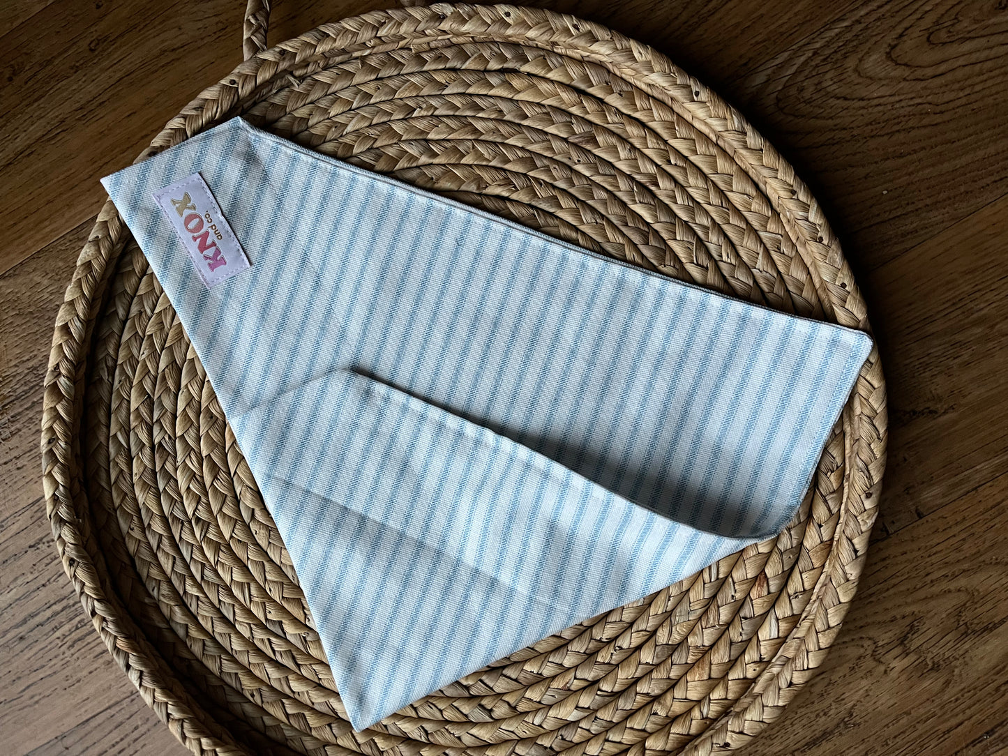 Embroidered Dog bandana with initial - Blue Stripe