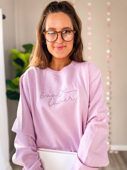 Book Lover with bow sweatshirt Lavender