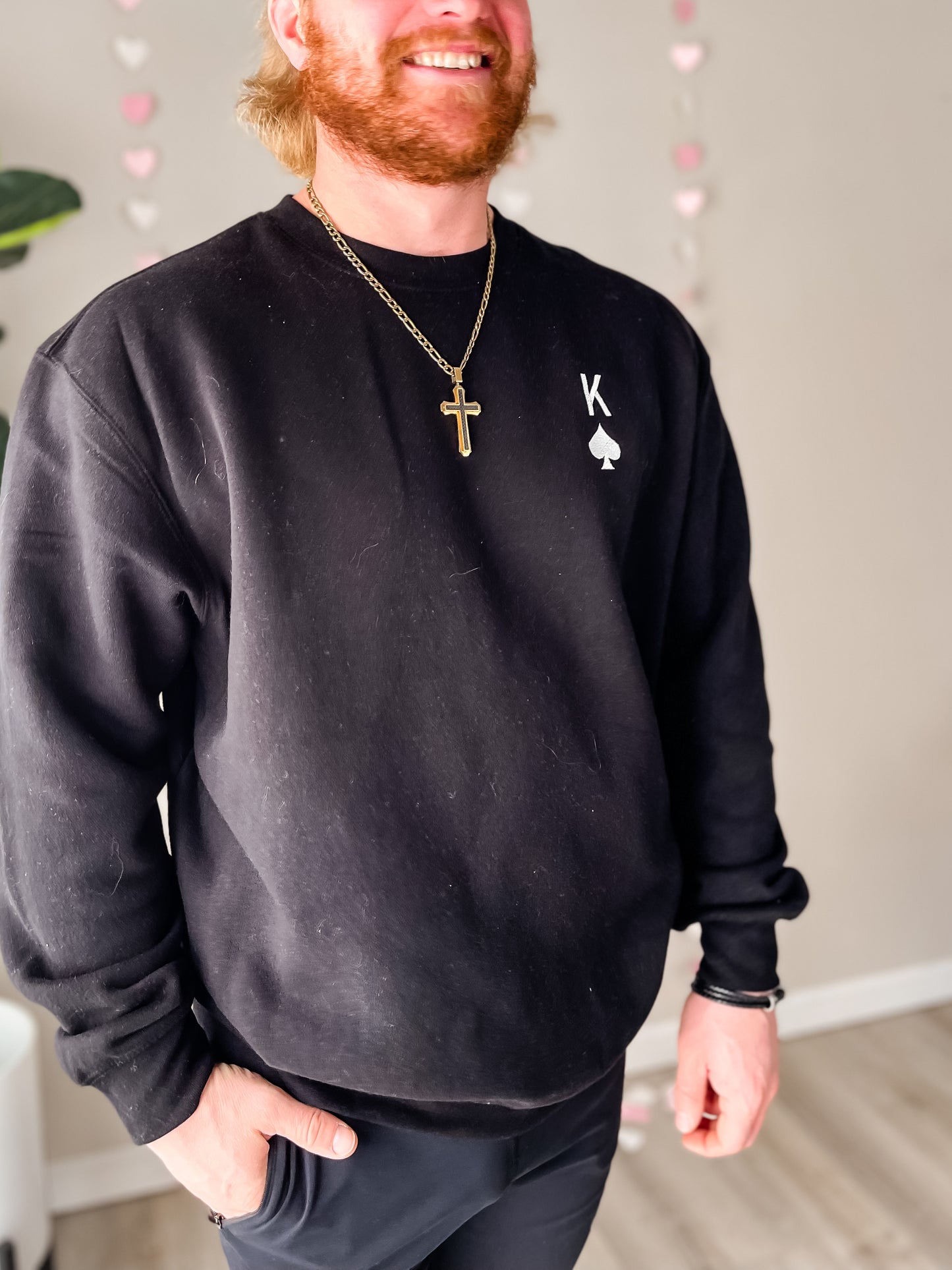 Embroidered King of Spades Sweatshirt - Black