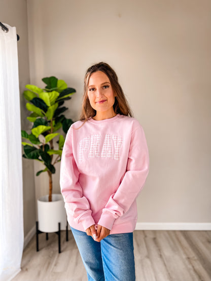 Blush Pink PRAY Embroidered Sweatshirt for Women | Christian Faith Crewneck | Inspirational Cozy Pullover
