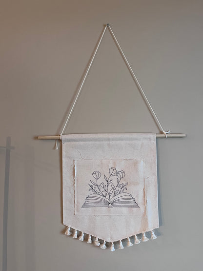 Book and Flowers Canvas Wall Decor