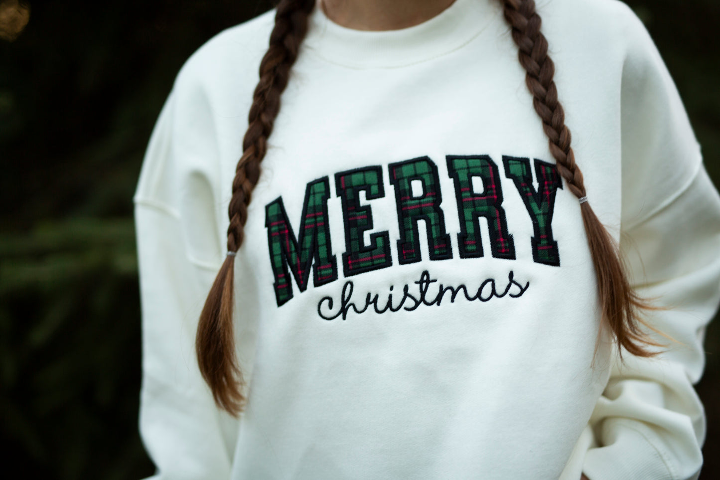Women's Christmas Sweatshirt Embroidered  - Merry Christmas Applique