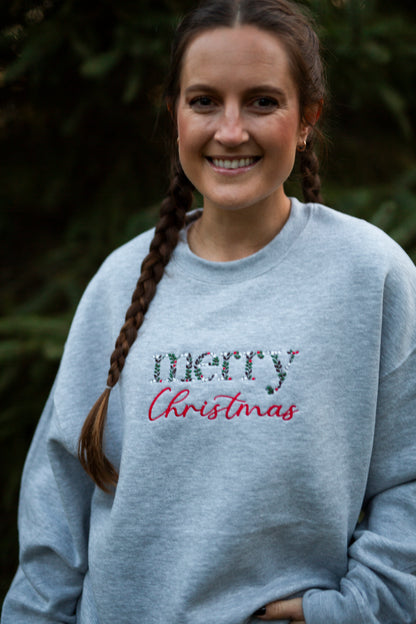 Women's Christmas Sweatshirt Embroidered - Holiday Floral