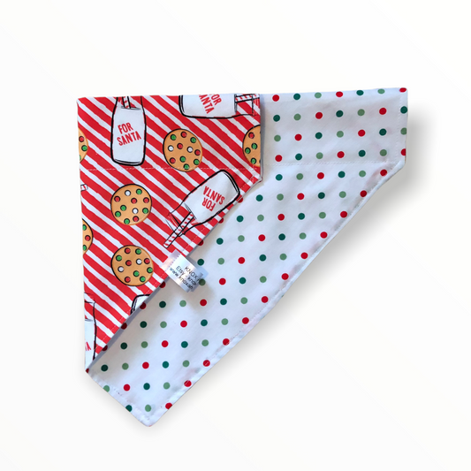 Christmas Cookies and milk reversible dog bandana