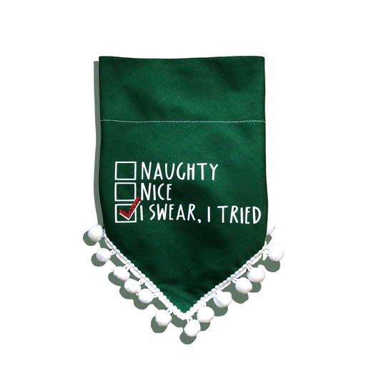 Green i swear, i tried christmas dog bandana