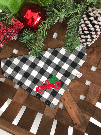 Red truck Christmas, Christmas, Christmas decor, Christmas dog, Christmas dog bandana, dog scarf, over the collar Christmas bandana