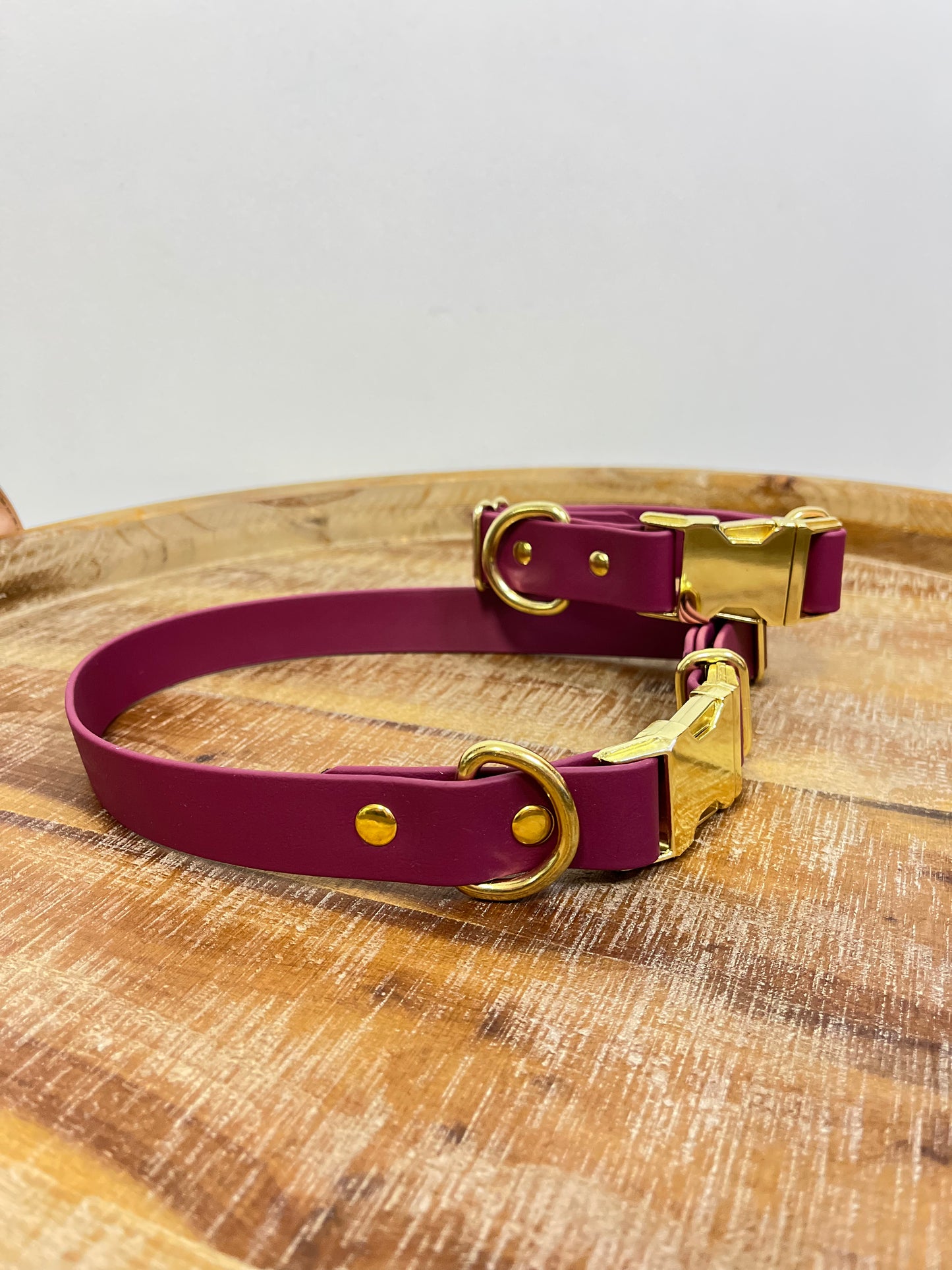 Burgundy collar with Brass Hardware