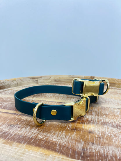 Deep Teal Collar with Brass Hardware