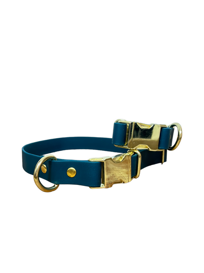 Deep Teal Collar with Brass Hardware