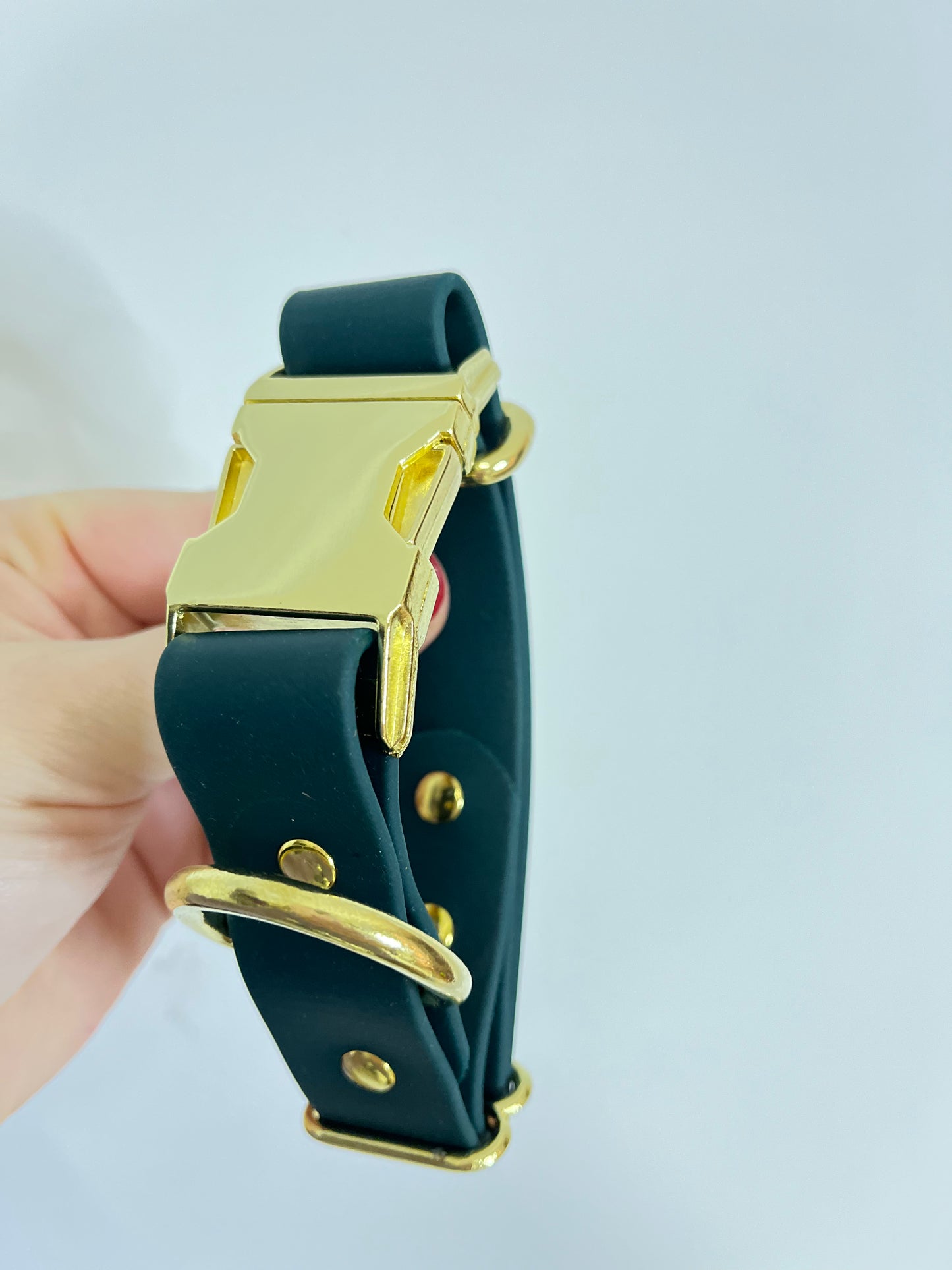 Deep Teal Collar with Brass Hardware